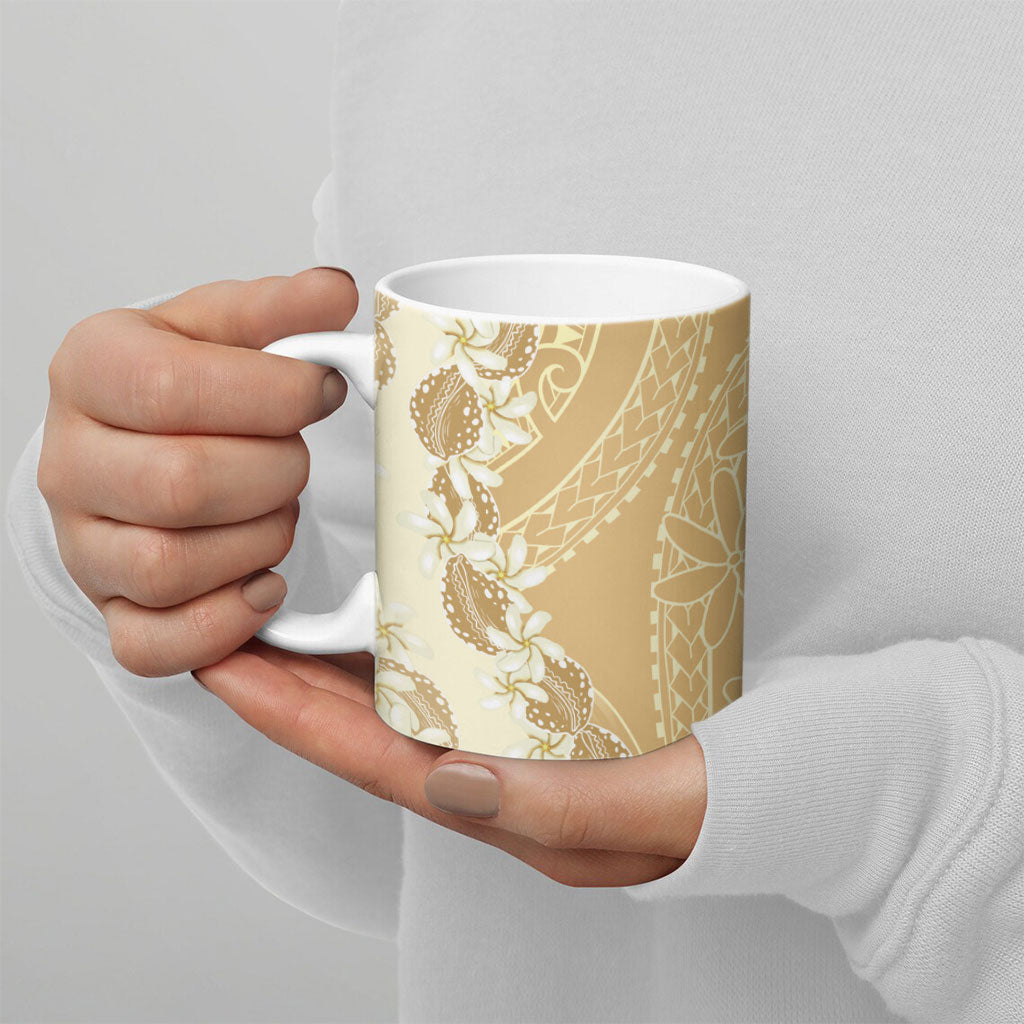 Heiva i Tahiti Ceramic Mug Tahitian Tiare Maori Cowrie Lei Brown LT14 - Polynesian Pride