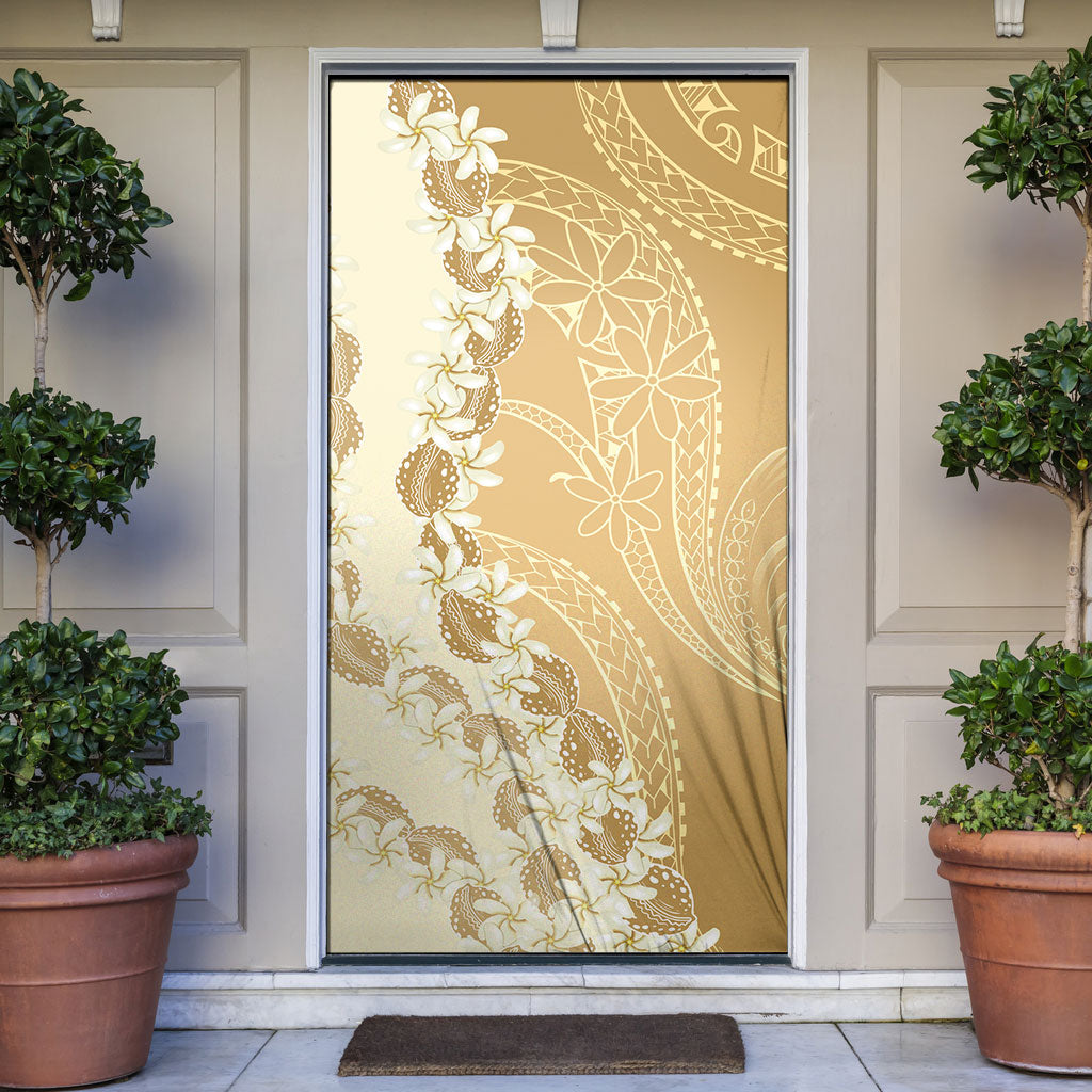 Heiva i Tahiti Door Cover Tahitian Tiare Maori Cowrie Lei Brown