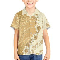 Heiva i Tahiti Family Matching Off Shoulder Short Dress and Hawaiian Shirt Tahitian Tiare Maori Cowrie Lei Brown