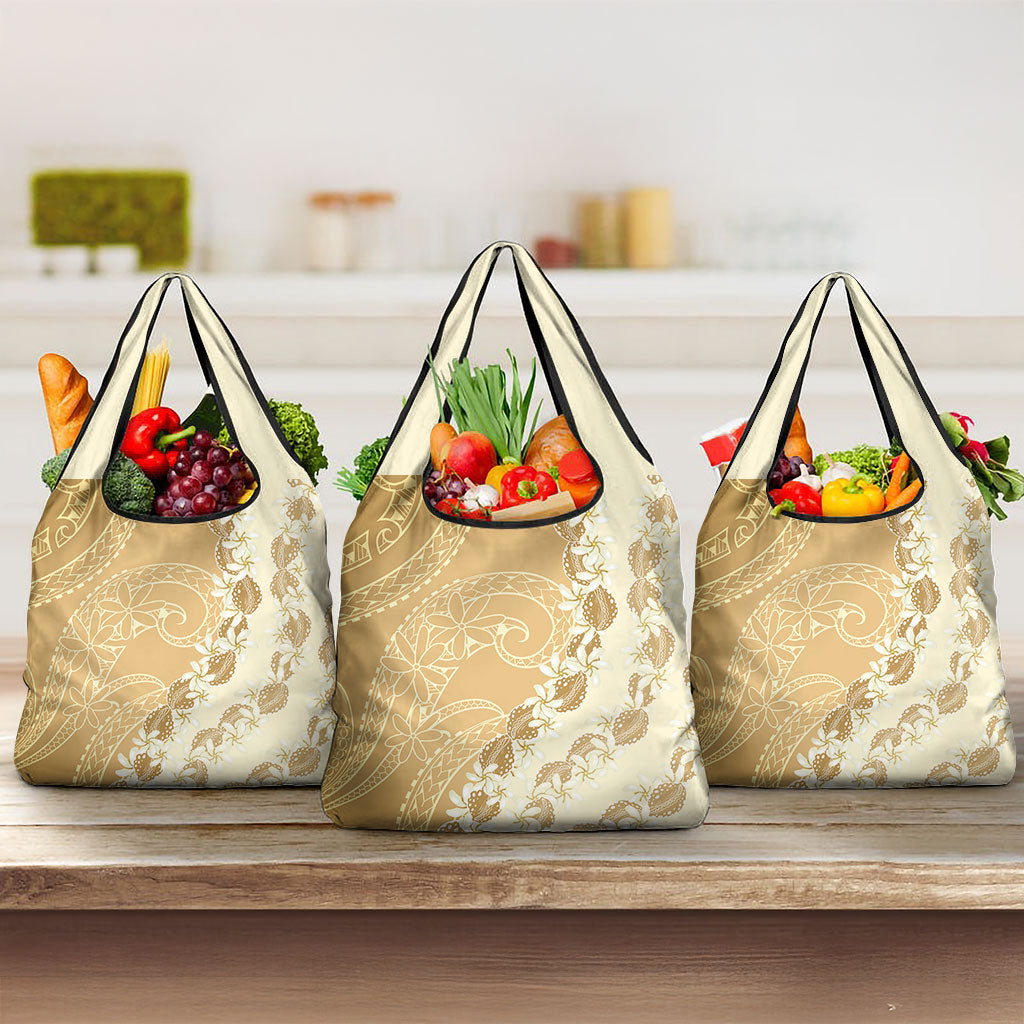 Heiva i Tahiti Grocery Bag Tahitian Tiare Maori Cowrie Lei Brown