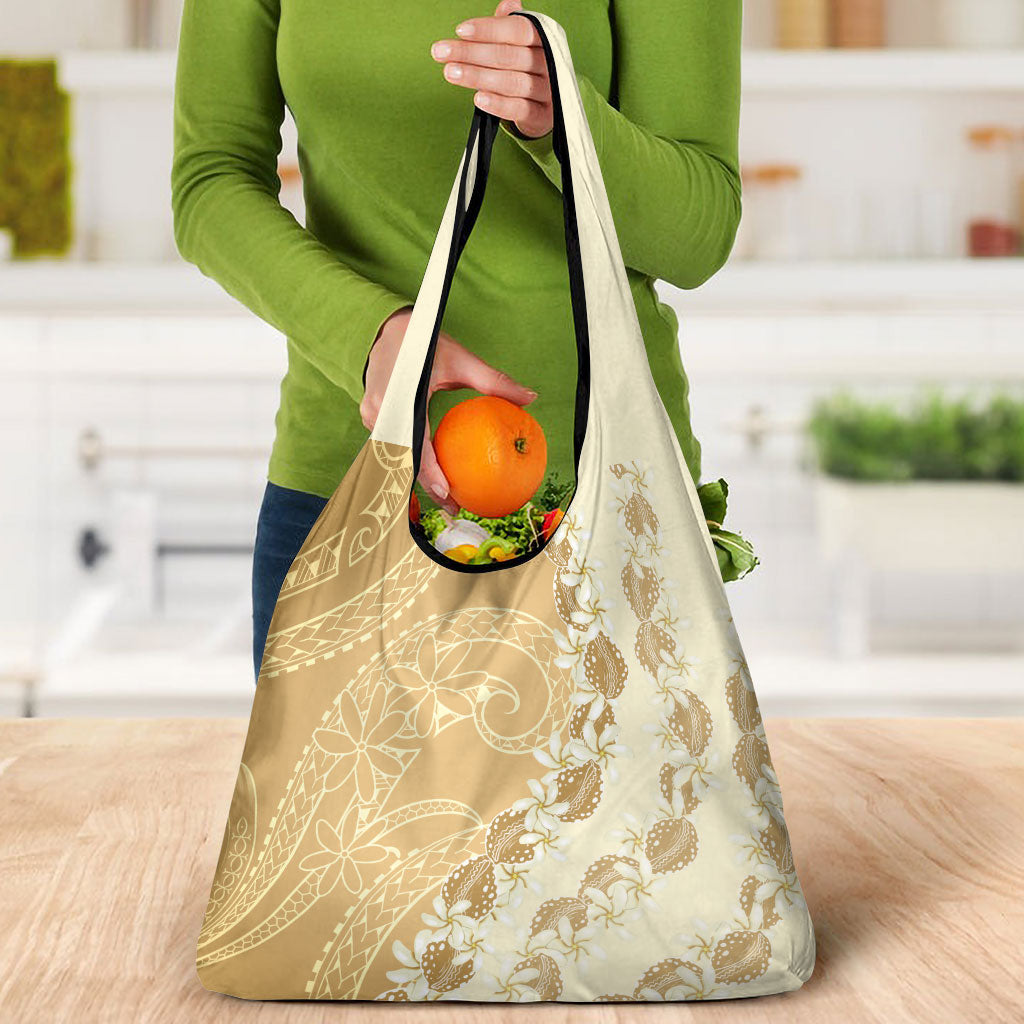 Heiva i Tahiti Grocery Bag Tahitian Tiare Maori Cowrie Lei Brown