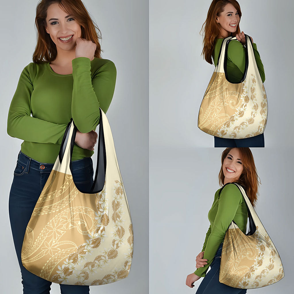 Heiva i Tahiti Grocery Bag Tahitian Tiare Maori Cowrie Lei Brown