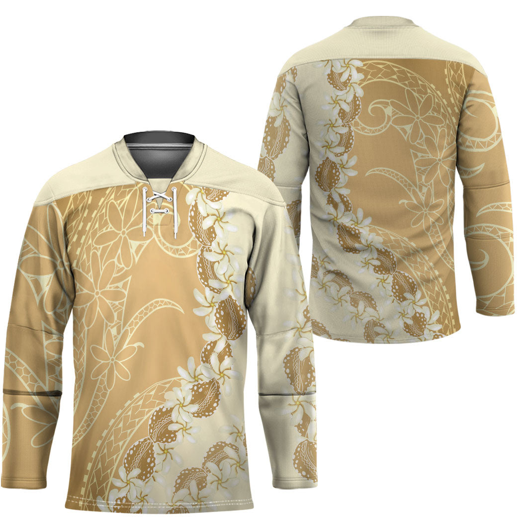 Heiva i Tahiti Hockey Jersey Tahitian Tiare Maori Cowrie Lei Brown