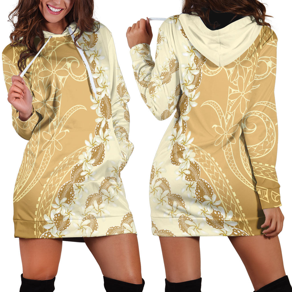 Heiva i Tahiti Hoodie Dress Tahitian Tiare Maori Cowrie Lei Brown
