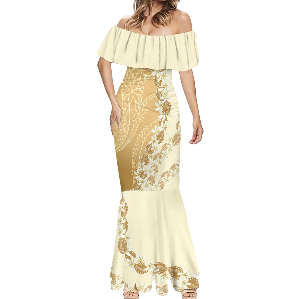 Heiva i Tahiti Mermaid Dress Tahitian Tiare Maori Cowrie Lei Brown