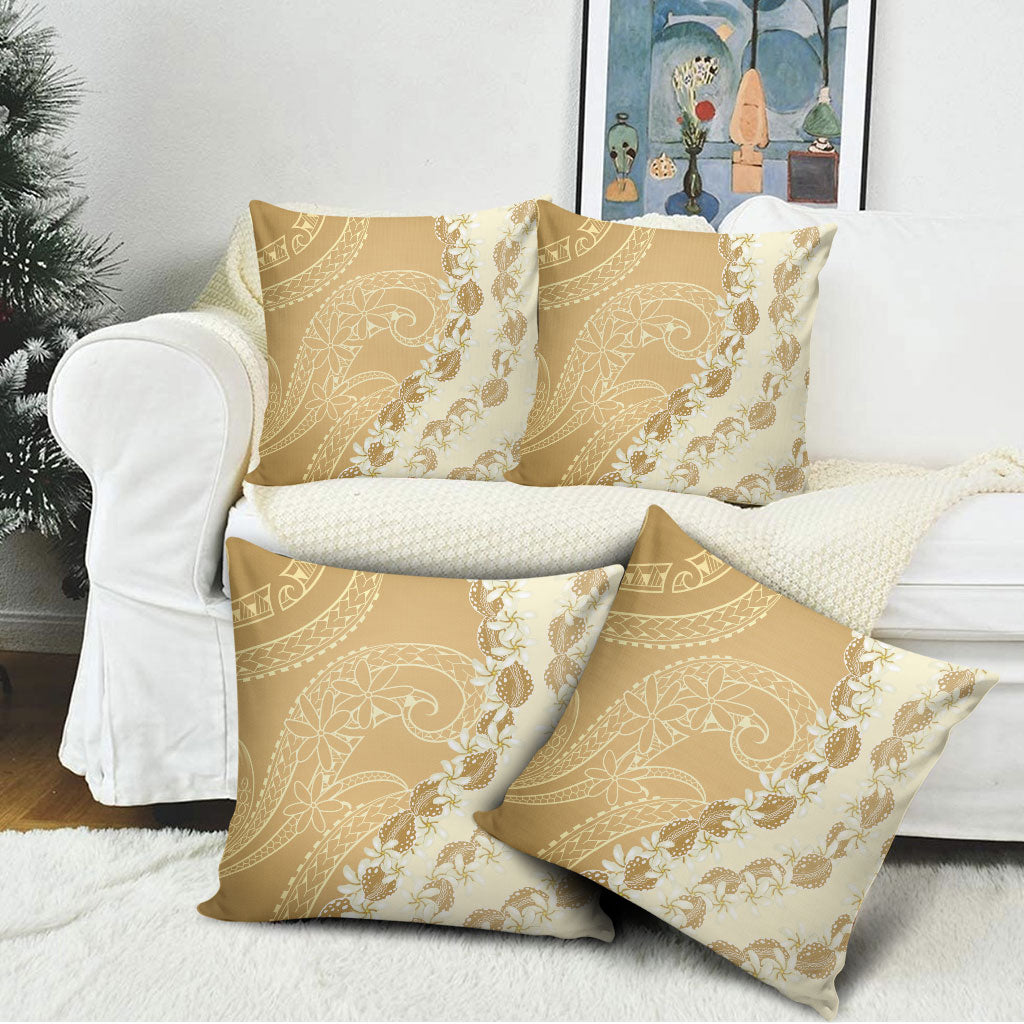Heiva i Tahiti Pillow Cover Tahitian Tiare Maori Cowrie Lei Brown