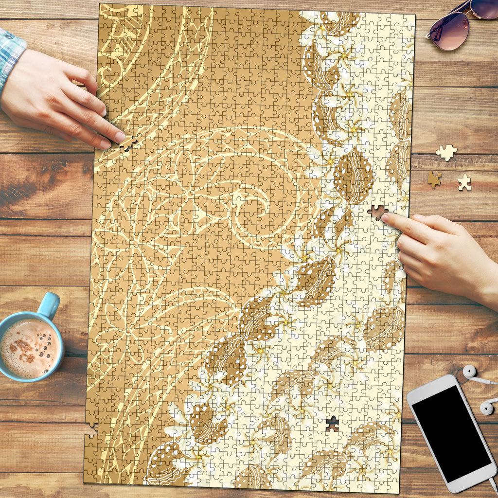Heiva i Tahiti Puzzle Tahitian Tiare Maori Cowrie Lei Brown
