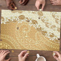 Heiva i Tahiti Puzzle Tahitian Tiare Maori Cowrie Lei Brown