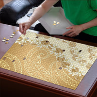 Heiva i Tahiti Puzzle Tahitian Tiare Maori Cowrie Lei Brown