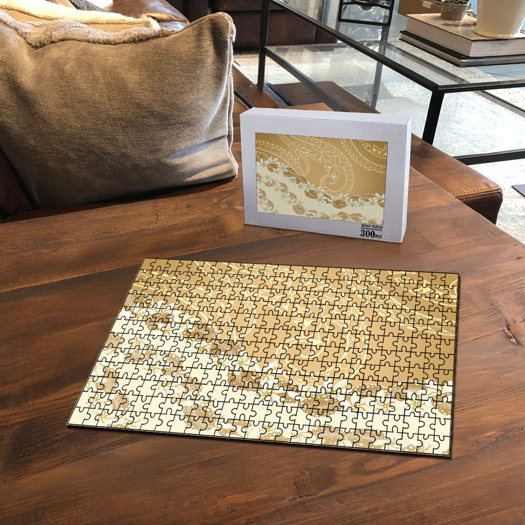 Heiva i Tahiti Puzzle Tahitian Tiare Maori Cowrie Lei Brown