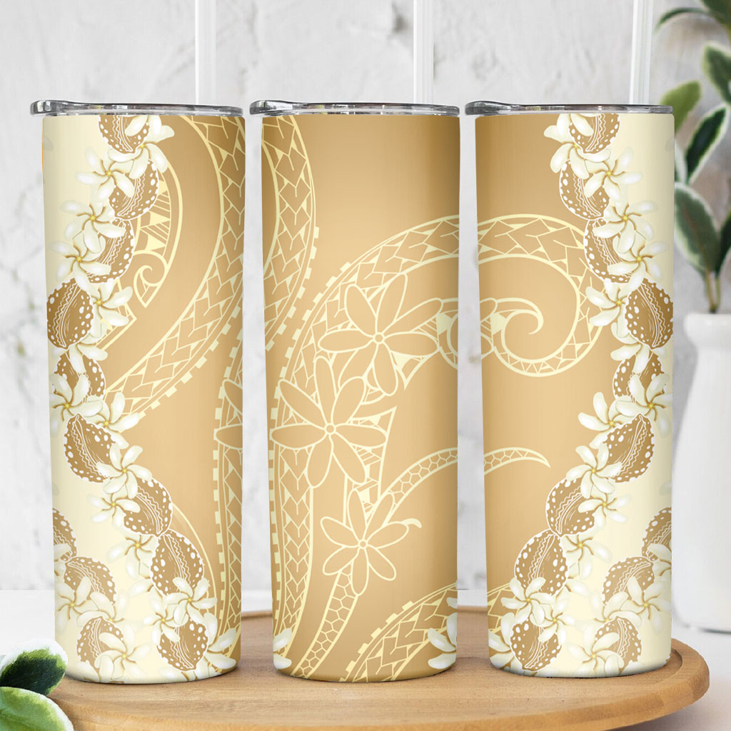 Heiva i Tahiti Skinny Tumbler Tahitian Tiare Maori Cowrie Lei Brown