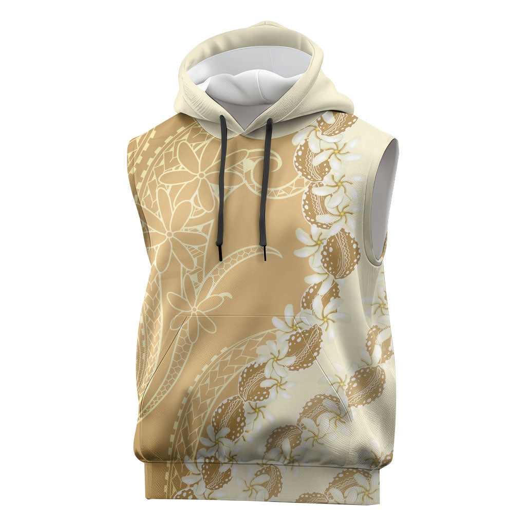 Heiva i Tahiti Sleeveless Hoodie Tahitian Tiare Maori Cowrie Lei Brown