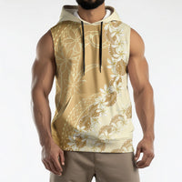 Heiva i Tahiti Sleeveless Hoodie Tahitian Tiare Maori Cowrie Lei Brown