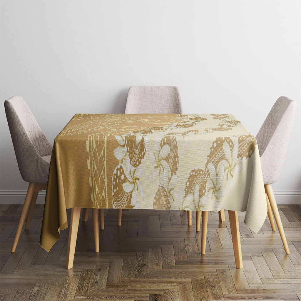 Heiva i Tahiti Tablecloth Tahitian Tiare Maori Cowrie Lei Brown