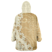 Heiva i Tahiti Wearable Blanket Hoodie Tahitian Tiare Maori Cowrie Lei Brown