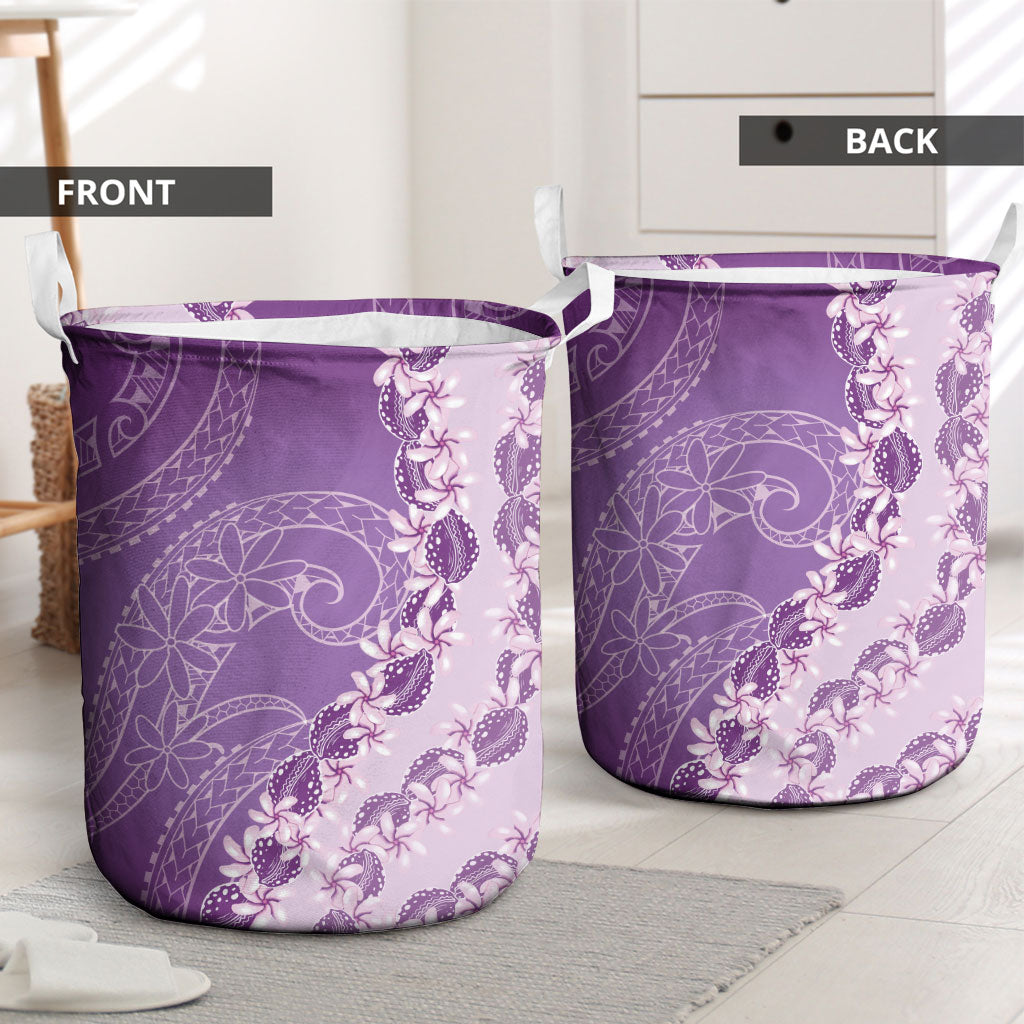 Heiva i Tahiti Laundry Basket Tahitian Tiare Maori Cowrie Lei Purple LT14 - Polynesian Pride