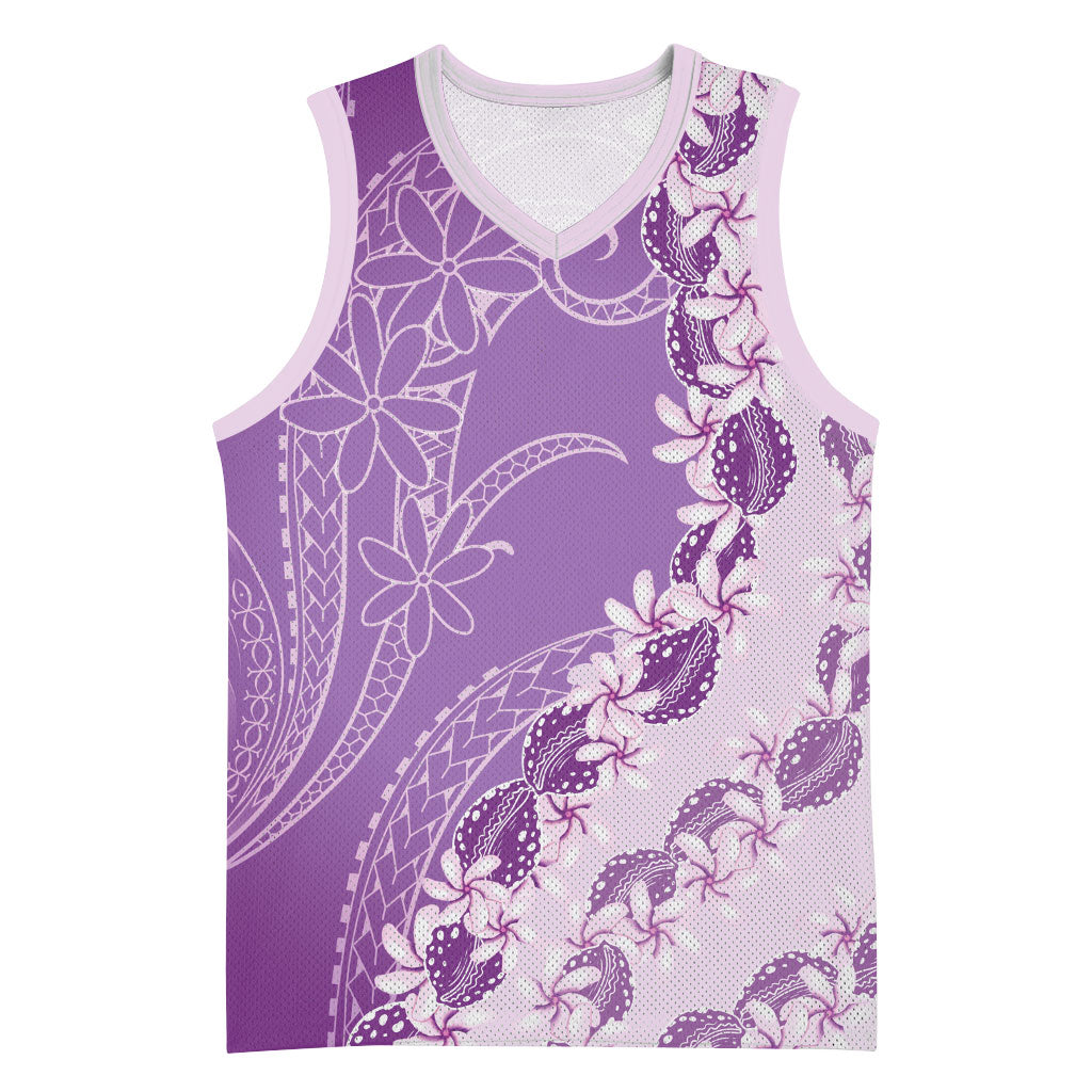 Heiva i Tahiti Basketball Jersey Tahitian Tiare Maori Cowrie Lei Purple