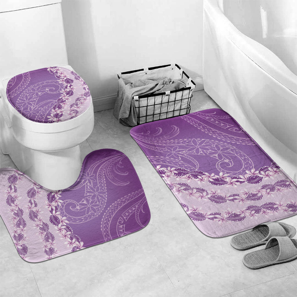 Heiva i Tahiti Bathroom Set Tahitian Tiare Maori Cowrie Lei Purple LT14 Mat Set Only (3 pcs) One Size Purple - Polynesian Pride