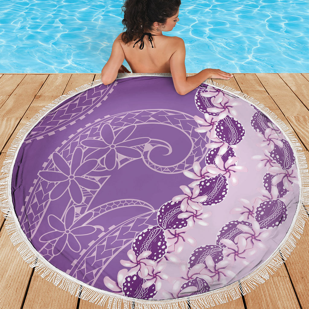 Heiva i Tahiti Beach Blanket Tahitian Tiare Maori Cowrie Lei Purple LT14 - Polynesian Pride