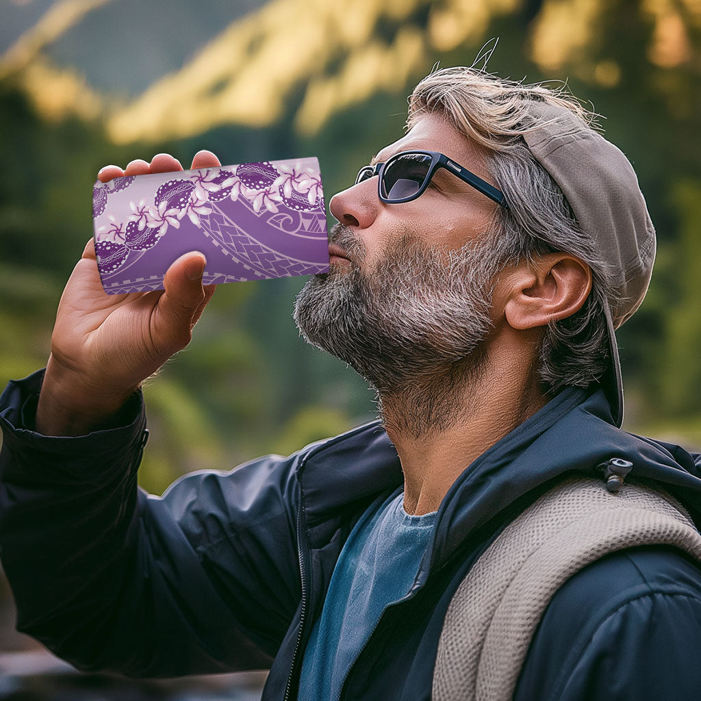 Heiva i Tahiti 4 in 1 Can Cooler Tumbler Tahitian Tiare Maori Cowrie Lei Purple