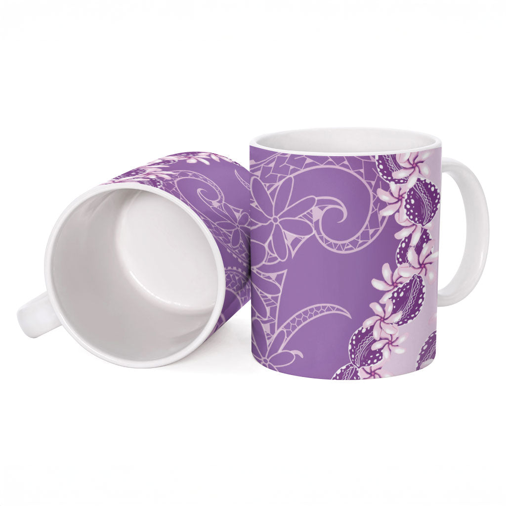 Heiva i Tahiti Ceramic Mug Tahitian Tiare Maori Cowrie Lei Purple LT14 - Polynesian Pride