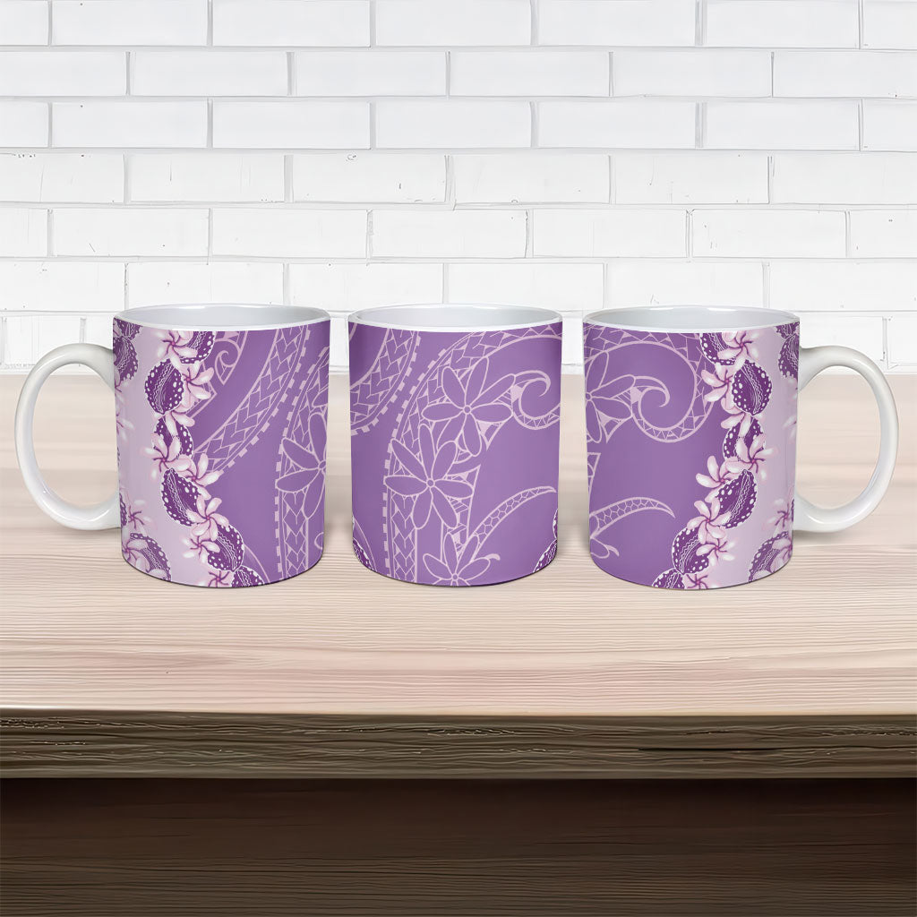 Heiva i Tahiti Ceramic Mug Tahitian Tiare Maori Cowrie Lei Purple LT14 - Polynesian Pride