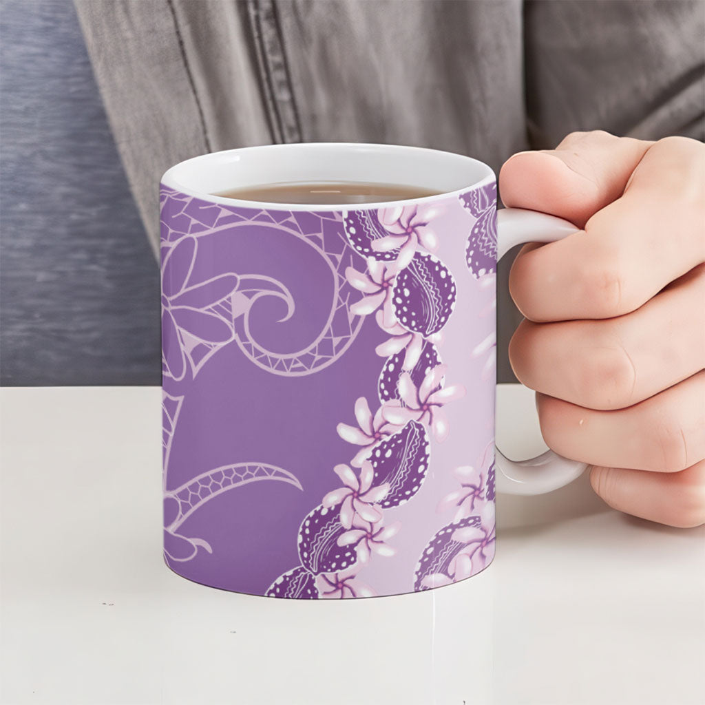 Heiva i Tahiti Ceramic Mug Tahitian Tiare Maori Cowrie Lei Purple LT14 - Polynesian Pride