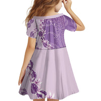 Heiva i Tahiti Family Matching Off The Shoulder Long Sleeve Dress and Hawaiian Shirt Tahitian Tiare Maori Cowrie Lei Purple