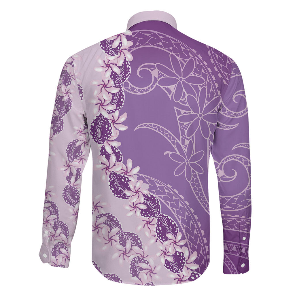 Heiva i Tahiti Family Matching Off The Shoulder Long Sleeve Dress and Hawaiian Shirt Tahitian Tiare Maori Cowrie Lei Purple