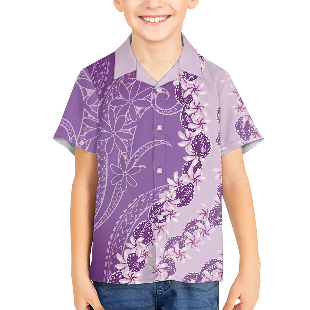 Heiva i Tahiti Family Matching Puletasi and Hawaiian Shirt Tahitian Tiare Maori Cowrie Lei Purple