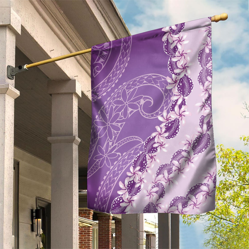 Heiva i Tahiti Garden Flag Tahitian Tiare Maori Cowrie Lei Purple