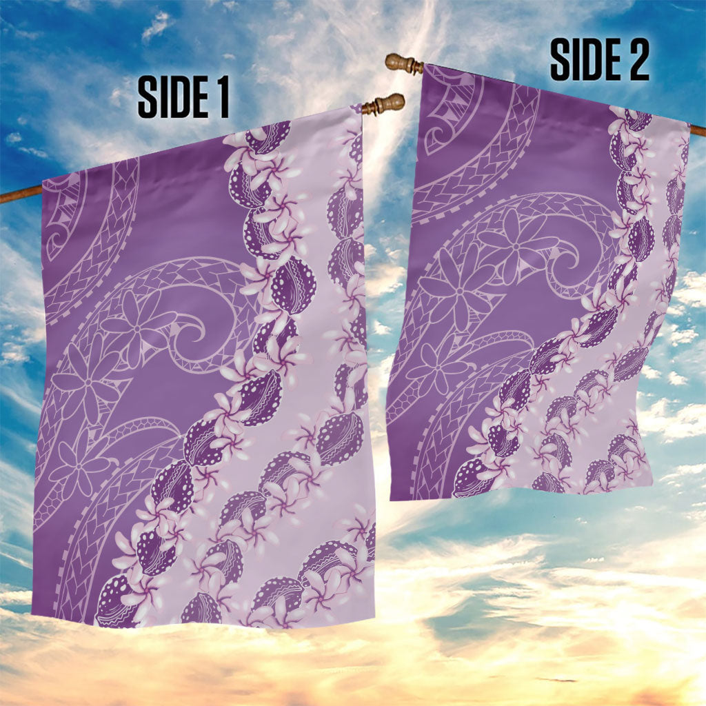 Heiva i Tahiti Garden Flag Tahitian Tiare Maori Cowrie Lei Purple