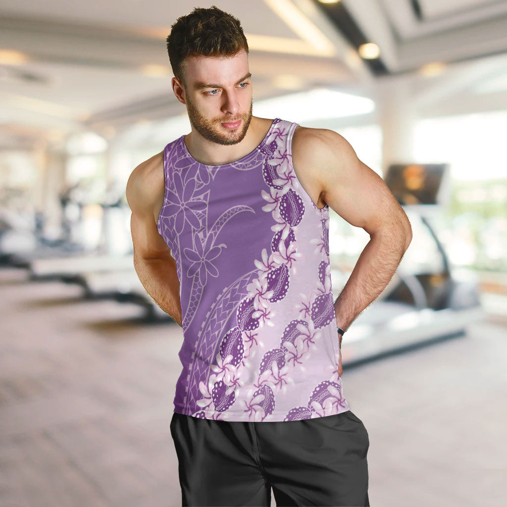 Heiva i Tahiti Men Tank Top Tahitian Tiare Maori Cowrie Lei Purple