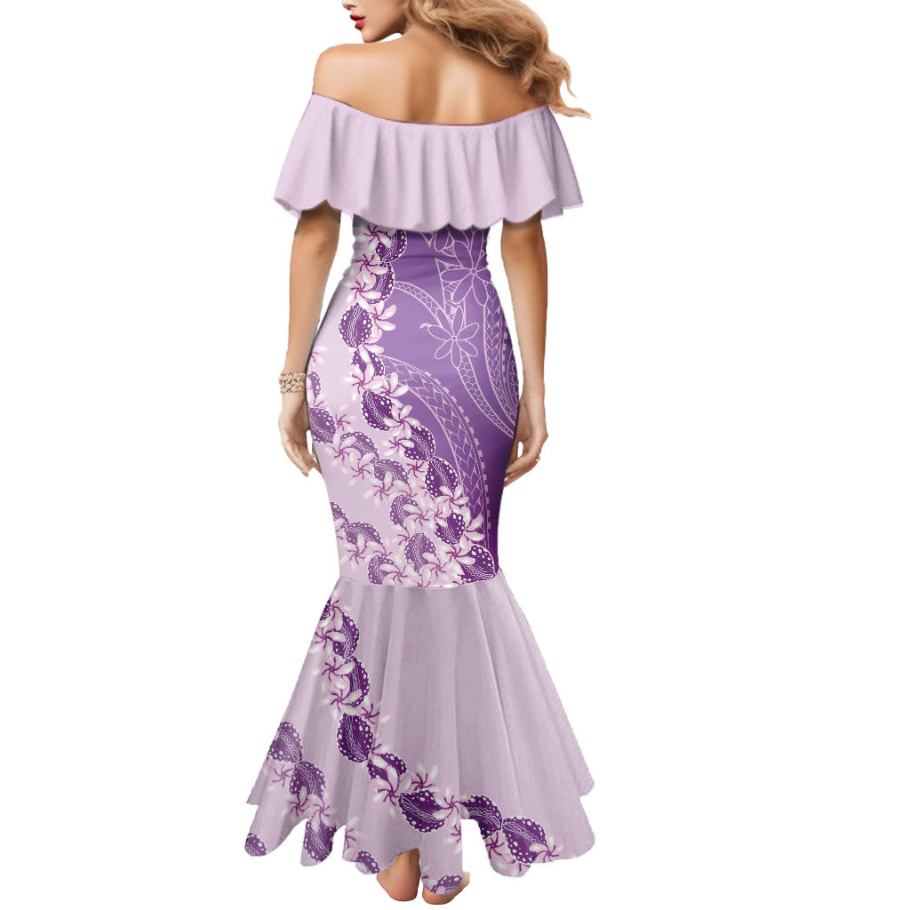 Heiva i Tahiti Mermaid Dress Tahitian Tiare Maori Cowrie Lei Purple