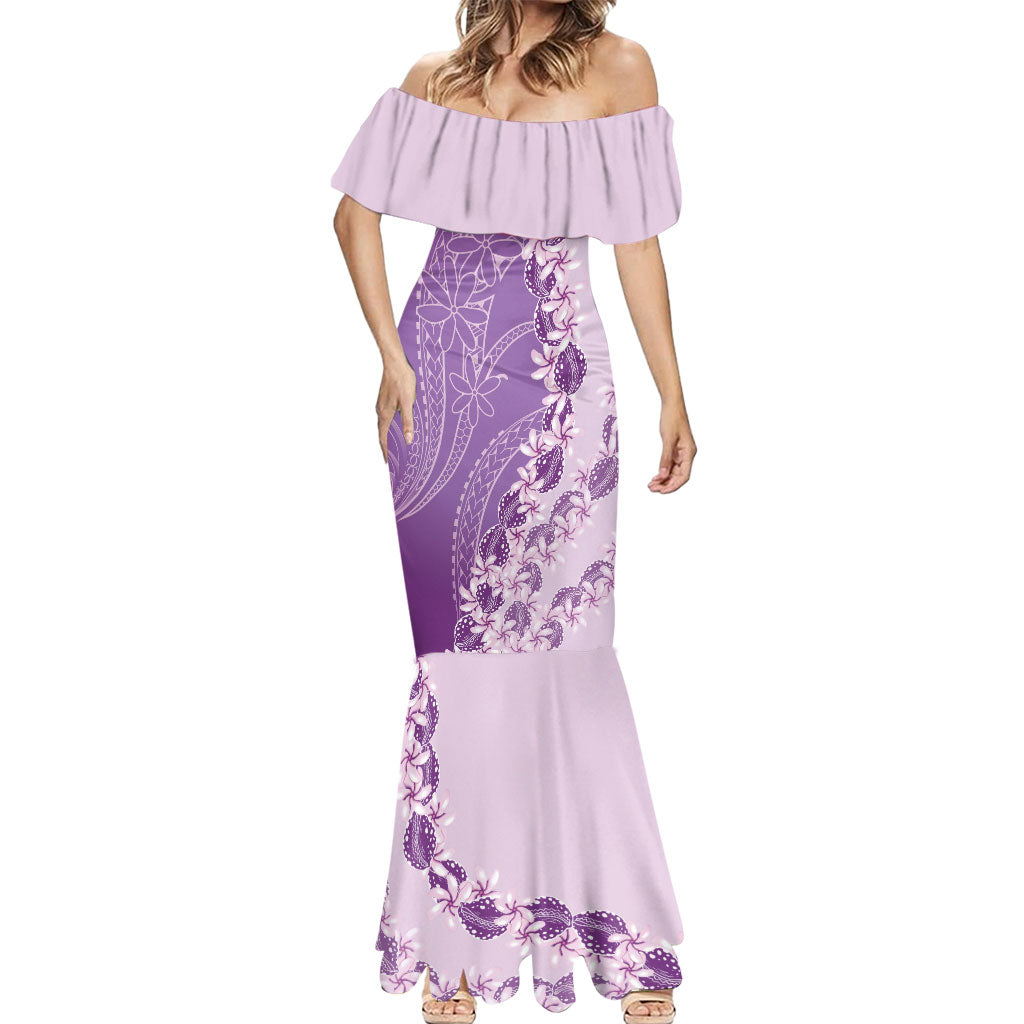 Heiva i Tahiti Mermaid Dress Tahitian Tiare Maori Cowrie Lei Purple