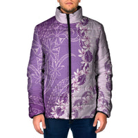 Heiva i Tahiti Padded Jacket Tahitian Tiare Maori Cowrie Lei Purple