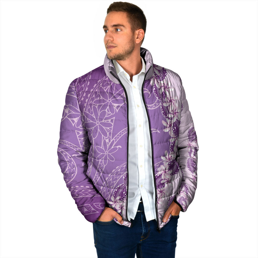 Heiva i Tahiti Padded Jacket Tahitian Tiare Maori Cowrie Lei Purple