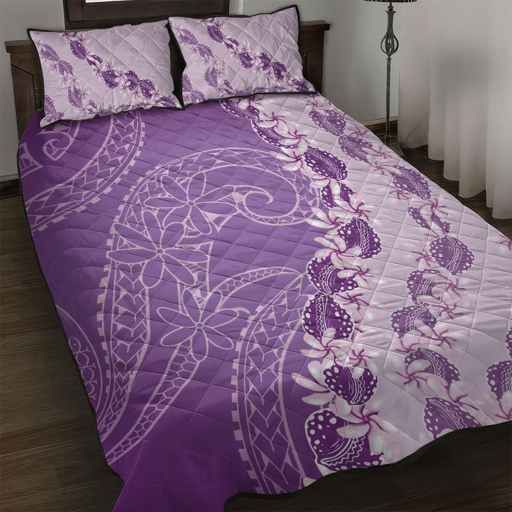 Heiva i Tahiti Quilt Bed Set Tahitian Tiare Maori Cowrie Lei Purple LT14 Purple - Polynesian Pride