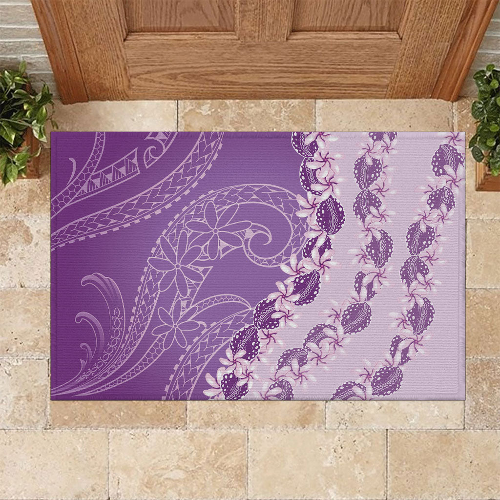 Heiva i Tahiti Rubber Doormat Tahitian Tiare Maori Cowrie Lei Purple