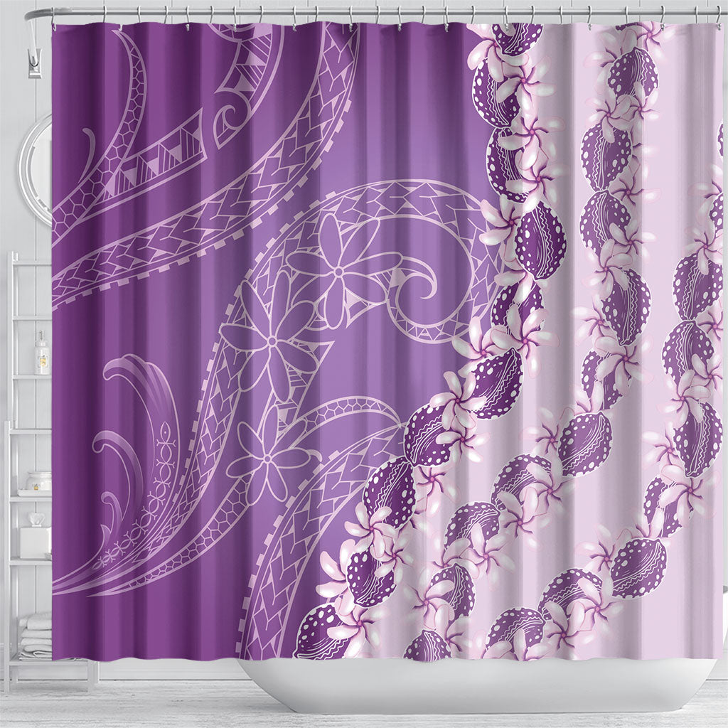 Heiva i Tahiti Shower Curtain Tahitian Tiare Maori Cowrie Lei Purple