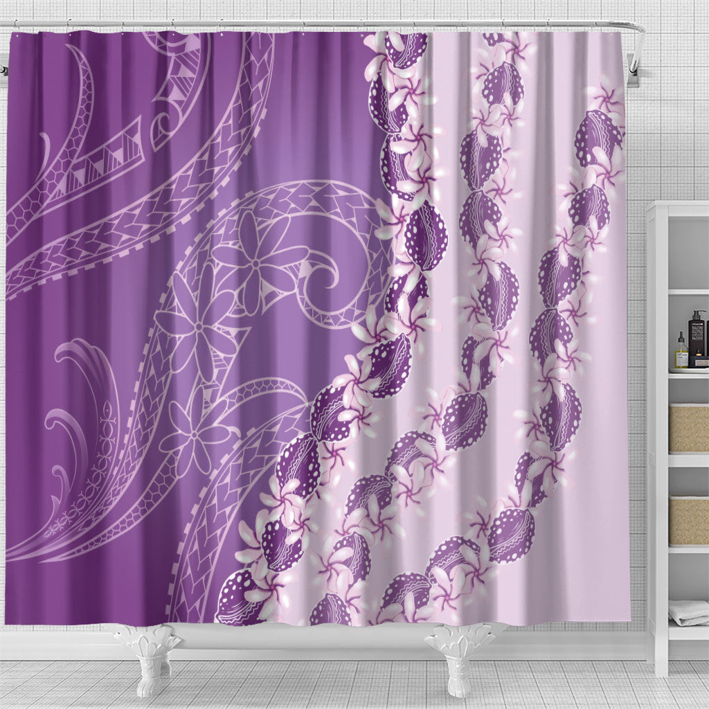 Heiva i Tahiti Shower Curtain Tahitian Tiare Maori Cowrie Lei Purple