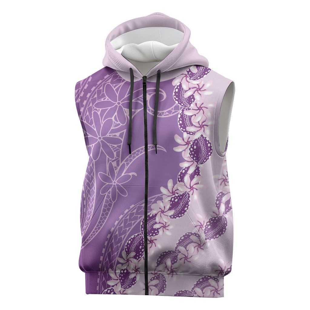 Heiva i Tahiti Sleeveless Zip Hoodie Tahitian Tiare Maori Cowrie Lei Purple