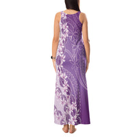 Heiva i Tahiti Tank Maxi Dress Tahitian Tiare Maori Cowrie Lei Purple