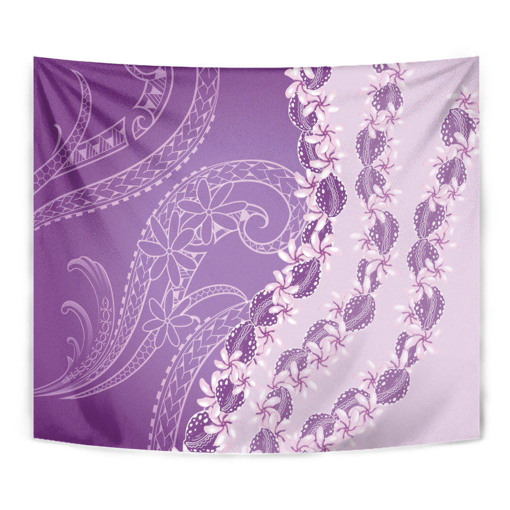 Heiva i Tahiti Tapestry Tahitian Tiare Maori Cowrie Lei Purple