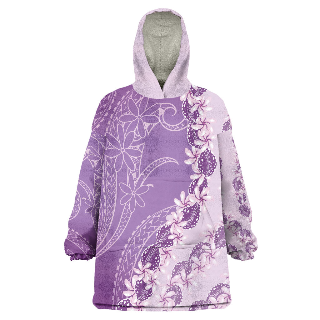 Heiva i Tahiti Wearable Blanket Hoodie Tahitian Tiare Maori Cowrie Lei Purple