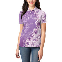 Heiva i Tahiti Women Polo Shirt Tahitian Tiare Maori Cowrie Lei Purple