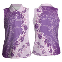 Heiva i Tahiti Women Sleeveless Polo Shirt Tahitian Tiare Maori Cowrie Lei Purple
