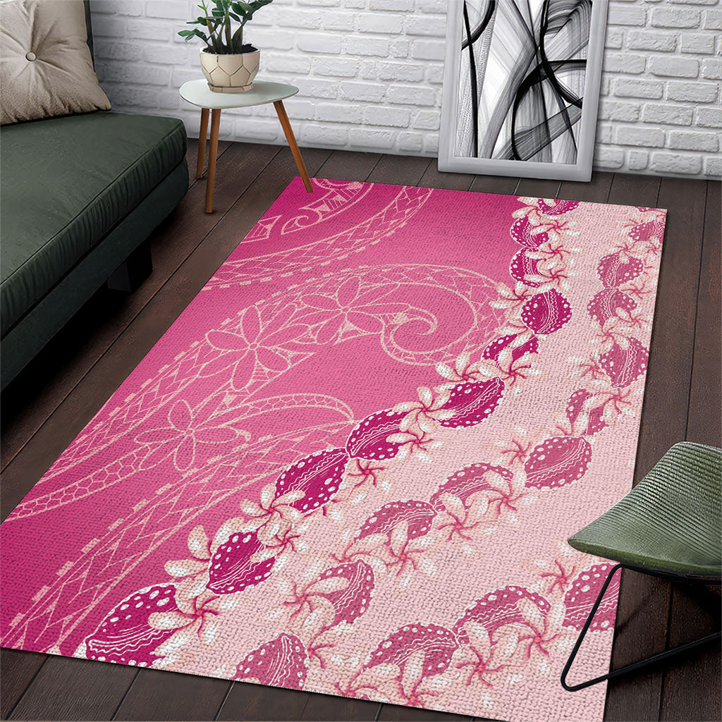 Heiva i Tahiti Area Rug Tahitian Tiare Maori Cowrie Lei Pink