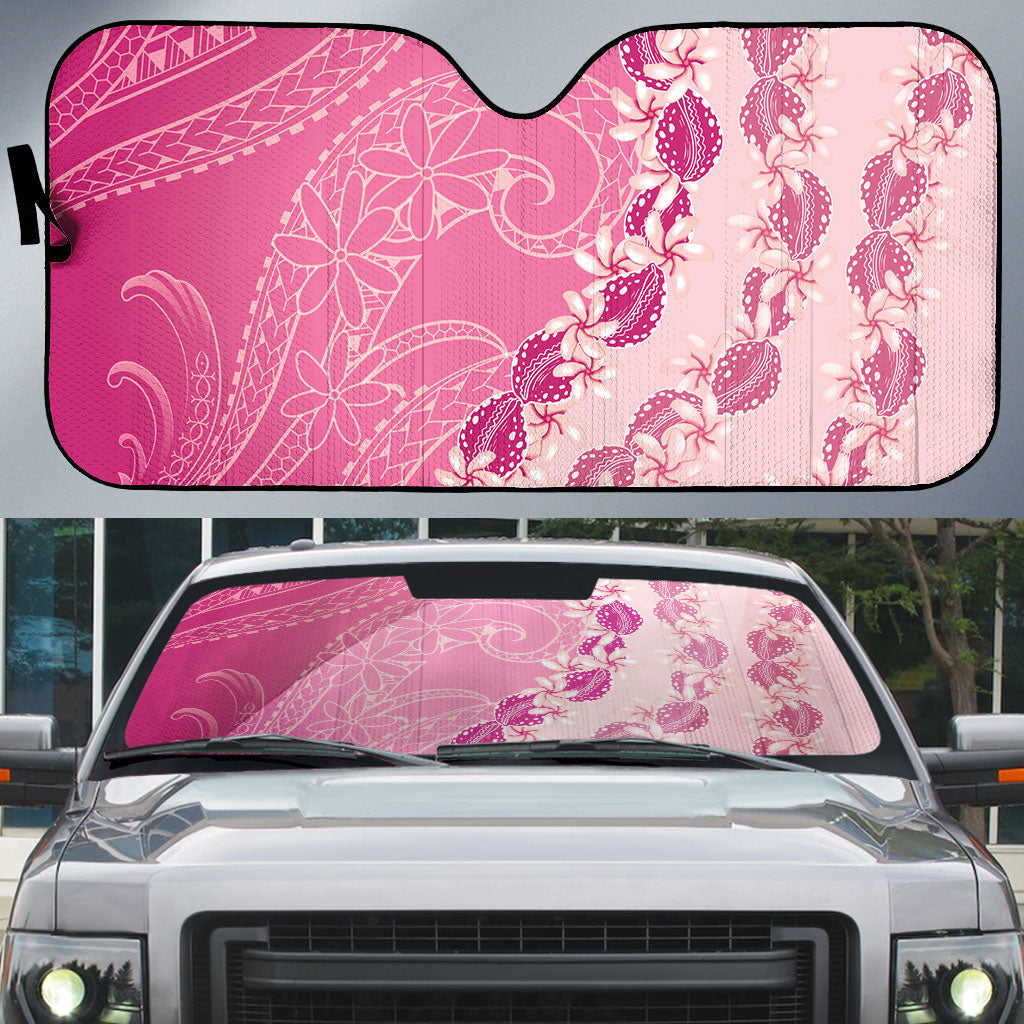 Heiva i Tahiti Auto Sun Shade Tahitian Tiare Maori Cowrie Lei Pink LT14 Pink - Polynesian Pride