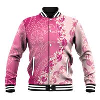 Heiva i Tahiti Baseball Jacket Tahitian Tiare Maori Cowrie Lei Pink